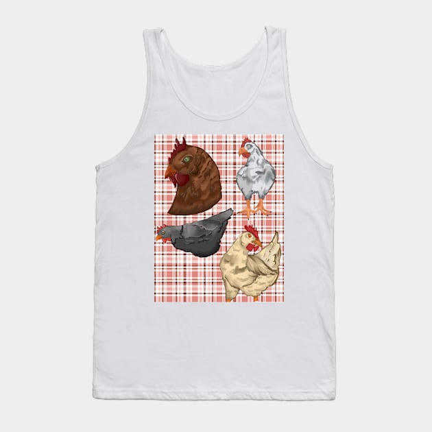 Chickens on Plaid Tank Top by BrittaniRose